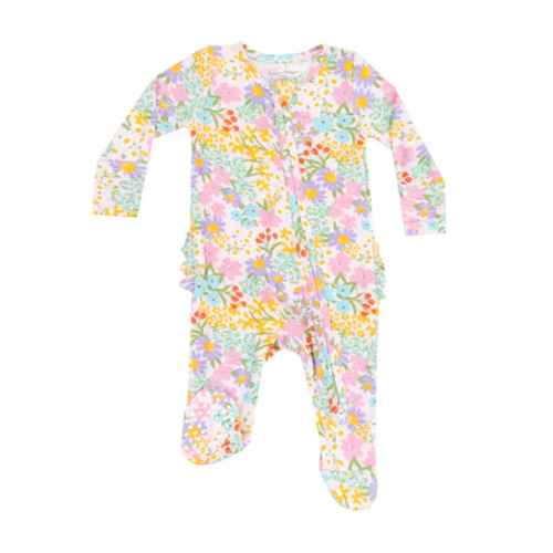 2 Way Zipper Ruffle Back Footie- Amelia Floral – Angel Dear