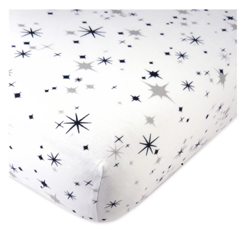 Organic Cotton Fitted Crib Sheet | Jumbo Twinkle Navy Star