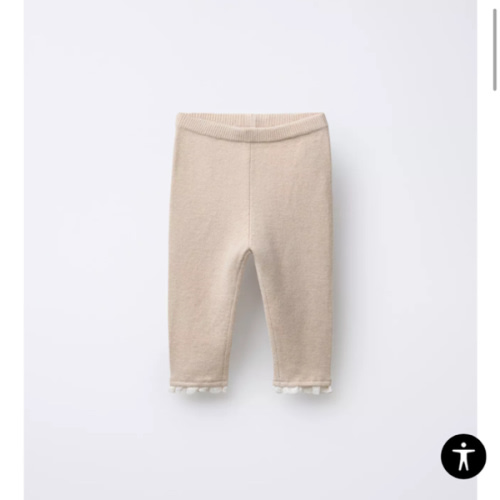 LACE TRIM KNIT LEGGINGS - Light beige | ZARA United States