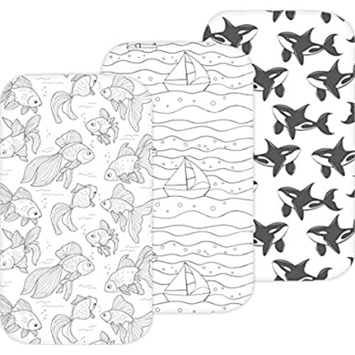 Bassinet Sheets for AMKE Baby Bedside Sleeper, 3 Pack, 18×32 Inch, Ultra Soft, Breathable and Snug Fit, Unisex Boys and Girls, Dark Gray and White