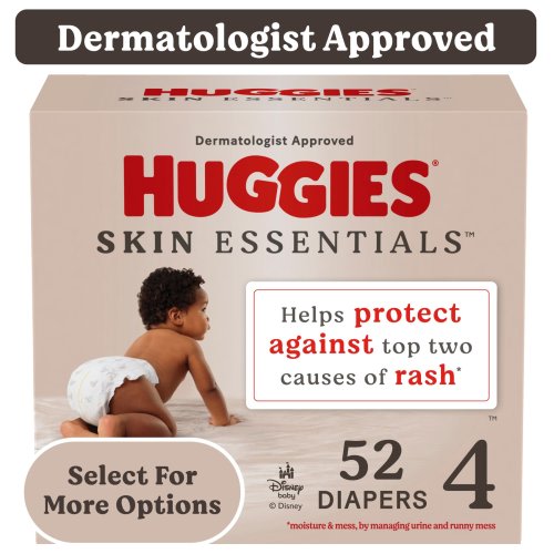 Huggies Skin Essentials Baby Diapers for Sensitive Skin, Size 4 (22-37 lbs), 52 Ct (Select for More)