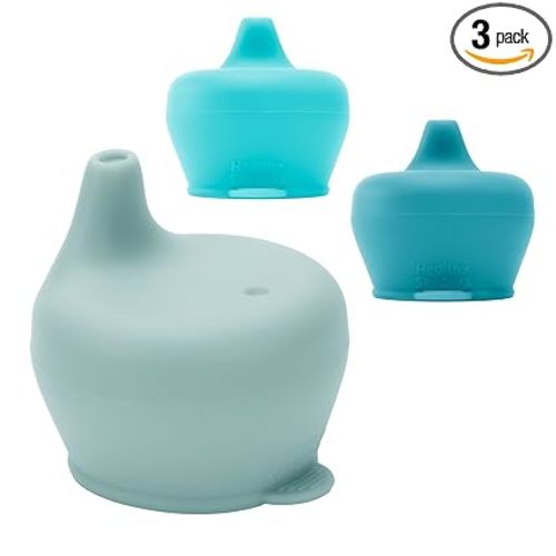Healthy Sprouts Silicone Sippy Cup Lids - Steel Blue, Pool, Ice Blue