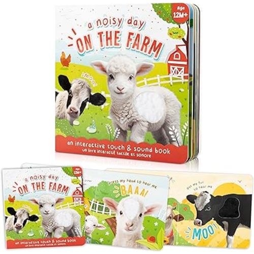 Fun Touch and Feel Sound Book for Babies and Toddlers - Interactive Sensory Book with Animal Noises for 1-3 Year Olds - Perfect Sound Book Toy for Baby Showers & Newborn/Infant Gift 12-18 Months