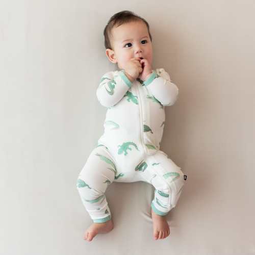 Zippered Romper in Crocodile