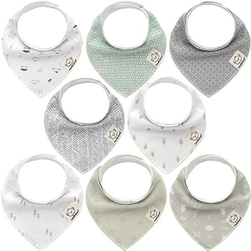 KeaBabies 8-Pack Organic Baby Bandana Drool Bibs - Stylish Unisex Bandana Bibs, Super Absorbent Bandana Drool Bibs, Gentle Teething Bibs for Infants, Organic Cotton Baby Bib (Nordic)