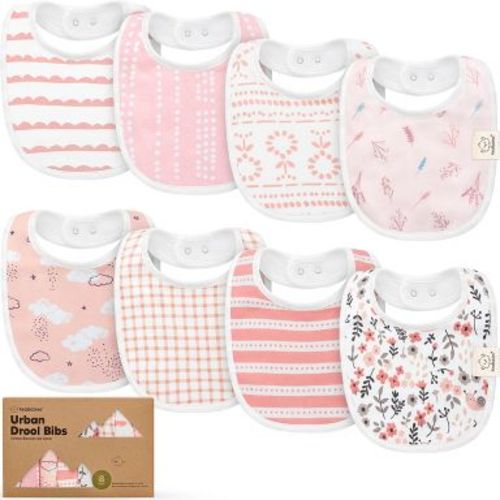 KeaBabies 8pk Organic Baby Bibs for Boy, Baby Drool Bib for Toddler Boys, Girls, Newborn Baby Teething Bibs (Sweet Charm)