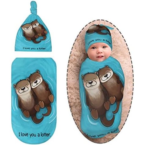 Newborn Swaddle Blanket With Matching Beanie Hat Set Receiving Wrap Baby Blanket Shower Gifts Swaddlers