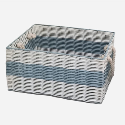 Honeybloom Coastal Striped Rectangle Storage Basket, Medium