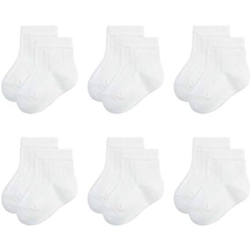 6 Pairs Baby Girls Socks - Newborn Ruffle Lace Princess Frilly Knit Cotton Socks