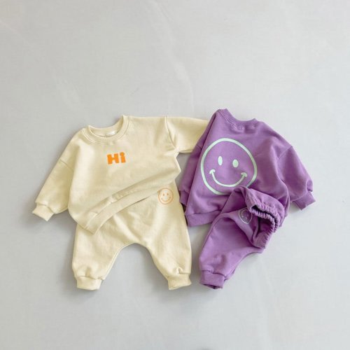 HI Baby Smiley Sweatshirt Pants Set