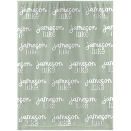 Personalized Repeating Name Baby Blanket- Sage Green