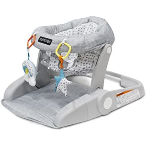 Summer Infant Learn-to-Sit 2-Position Floor Seat (Heather Gray) – Sit Baby Up in This Adjustable Baby Activity Seat Appropriate for Ages 4-12 Months – Includes Toys, Funfetti Neutral