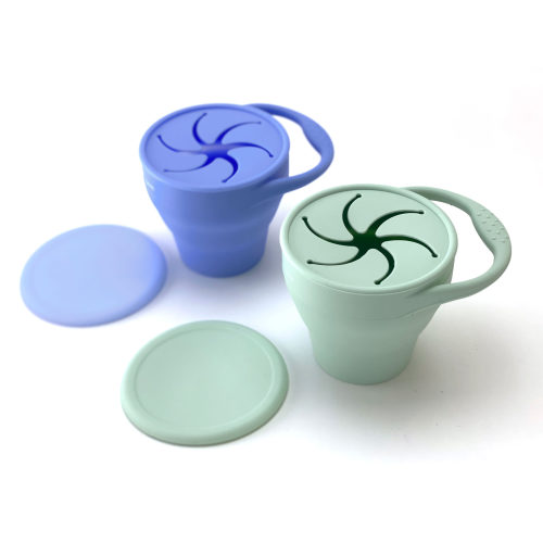 Collapsable Silicone Snack Cups – Sage & Veri Peri - otterlove by Platinum Pure | Premium Platinum Silicone Products for Babies & Toddlers
