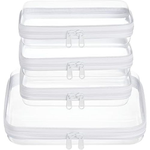 4 pcs Clear Zipper Pouches,Hard Shell Zipper Case