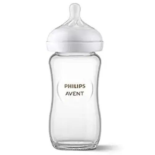 Philips AVENT Glass Natural Baby Bottle with Natural Response Nipple, Clear, 8oz, 1pk, SCY913/01 - 8 Ounce - 1 Pack