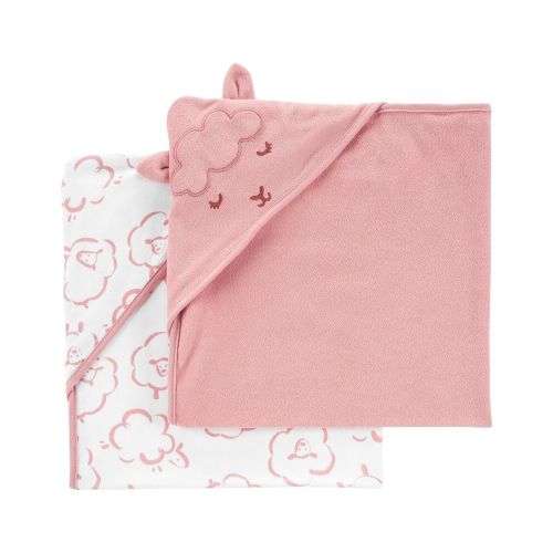 Baby 2-Pack Hooded Towels - Pink/White