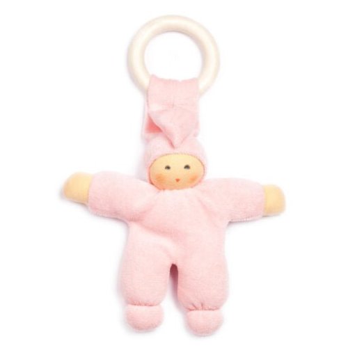 Nanchen Organic Cotton Waldorf Doll "Pimpel" with Teething Ring | Dolls- Blue Otter Toys