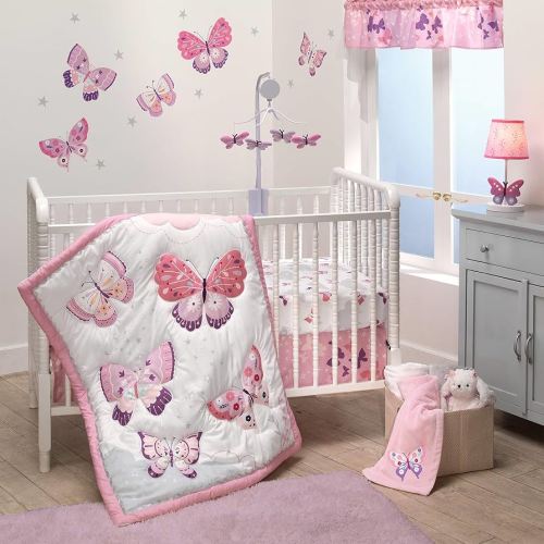 Bedtime Originals 3 Piece Crib Bedding Set, Butterfly Kisses, Multicolor