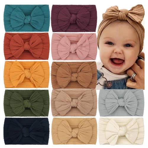 CÉLLOT Super Stretchy Soft Knot Headbands with Hair Bows Head Wrap Hair Accessories For Newborn Baby Girls Infant Toddlers Kids