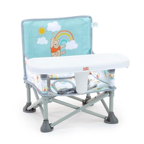Bright Starts Disney Winnie The Pooh Pop 'N Sit Portable Booster, Indoor/Outdoor Use, Floor Seat with Feeding Tray, 6 Mos - 3 Yrs
