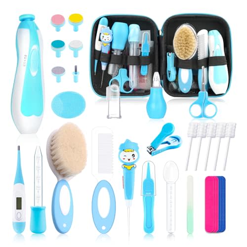 Baby Healthcare and Grooming Kit for Newborn Kids, 38PCS Upgraded Safety Baby Care Kit, Newborn Nursery Health Care Set, Baby Electric Nail Filer Kit, Infant Baby Care Products