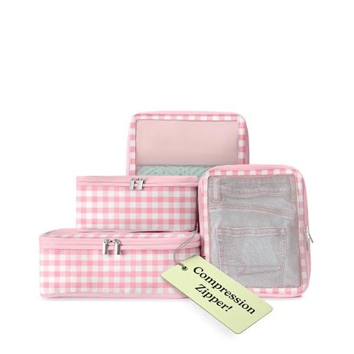 VANDEL Space-Saving Compression Packing Cubes for Kids + Women, Compressible Carry On Suit Case Organizer Luggage Kids Packing Cubes for Baby Bag Organizer Pouches for Luggage, Treavel Suitcase Cube