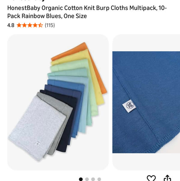 Amazon.com: HonestBaby Organic Cotton Knit Burp Cloths Multipack, 10-Pack Rainbow Blues, One Size