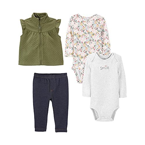 Simple Joys by Carter's Baby Girls' 4-Piece Short-Sleeve Shirts and Pants Playwear Set