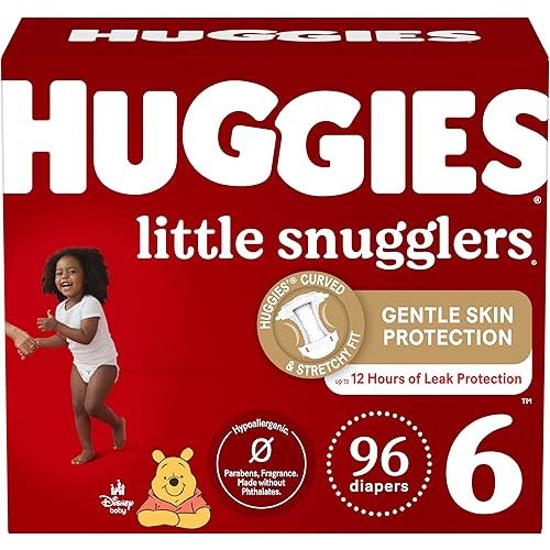 Huggies Size 6 Diapers, Little Snugglers Baby Diapers, Size 6 (35+ lbs), 96 Count (2 Packs of 48), Packaging May Vary
