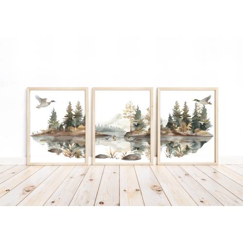 Watercolor Duck Hunting Nursery Mallard Duck Little Boys Room Rustic Outdoor Hunter Themed Decor Set of 3 Unframed Prints