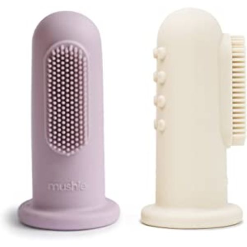 mushie Baby Finger Toothbrush (Soft Lilac/Ivory) 2-Pack : Health & Household