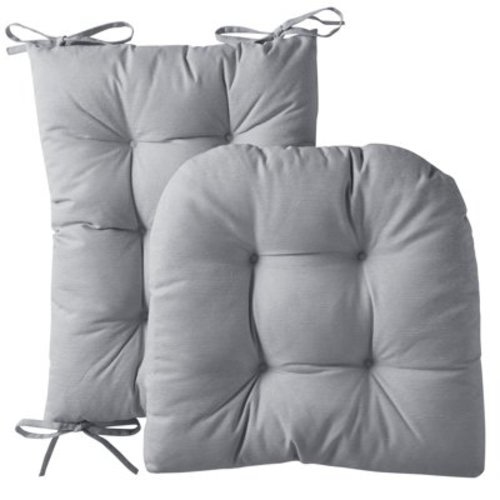 Sweet Home Collection 2 Piece Tufted Non Slip Rocking Chair Cushion Set Silver