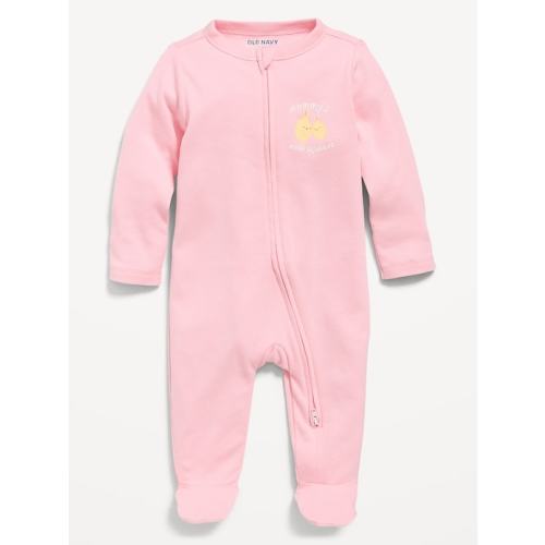 Ruffle-Trim 2-Way-Zip Sleep & Play Footed One-Piece for Baby