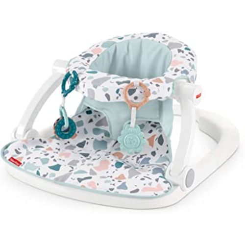 Fisher-Price Portable Baby Chair Sit-Me-Up Floor Seat With Developmental Toys & Machine Washable Seat Pad, Pacific Pebble