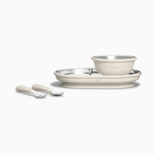 Lalo Stainless Mealtime Essentials - 4pc Set - Oatmeal