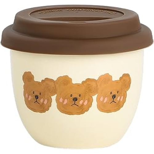 Cute Bear Mug with Lid, Cute Coffee and Tea Mug,Gift for Friend Women Men,Beige, 8 oz