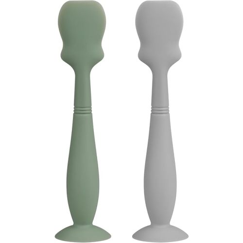 Large Size Baby Diaper Cream Spatula Applicator Soft Silicone Baby Butt Paste Spatula (2Pack,Sage/Gray)