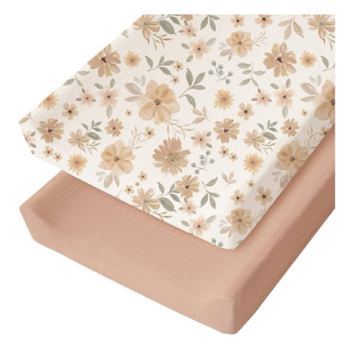 Amazon.com: Konssy Muslin Changing Pad Cover for Baby Girls Boys, 100% Cotton Fitted Diaper Chang Table Covers, Soft Breathable Changing Pad Sheets, 2 Pack (Toffee,Flourish) : Baby
