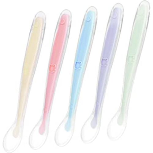 Vicloon Baby Silicone Spoons, 5 PCS Baby Silicone Soft Spoons,Best First Stage Baby Infant Spoons BPA Free, Soft Silicone Baby Training Feeding Spoons for Microwave, Dishwasher and Freezer Safe