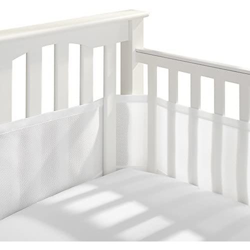 BreathableBaby Breathable Mesh Crib Liner – Classic Collection – White – Fits Full-Size Four-Sided Slatted and Solid Back Cribs – Anti-Bumper