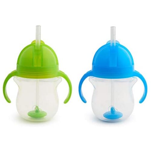 Munchkin Click Lock Weighted Straw Cup, 7 Ounce, Blue/Green, Pack of 2