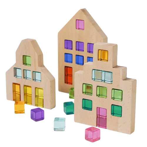 3 Pcs Wooden Window Houses Only