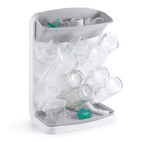 Amazon.com: Ubbi Vertical Baby Bottle Drying Rack, Space Saving Countertop Bottle Dryer | 13-Peg Bottle Drying Rack Removable Drain Tray, Baby Organizer for Pump Parts, Pacifiers & Accessories, Dishwasher Safe, Gray