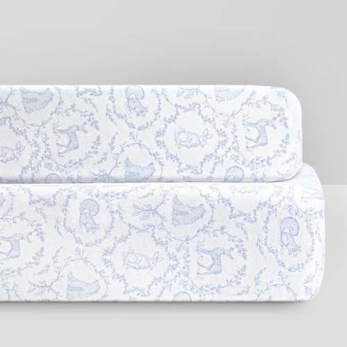 Bellini Gots Certified Organic Jersey Cotton Crib Sheet And Changing Pad Cover Set | Woodland Blue - Best Place To Buy Baby Cribs | Shop Baby Furniture