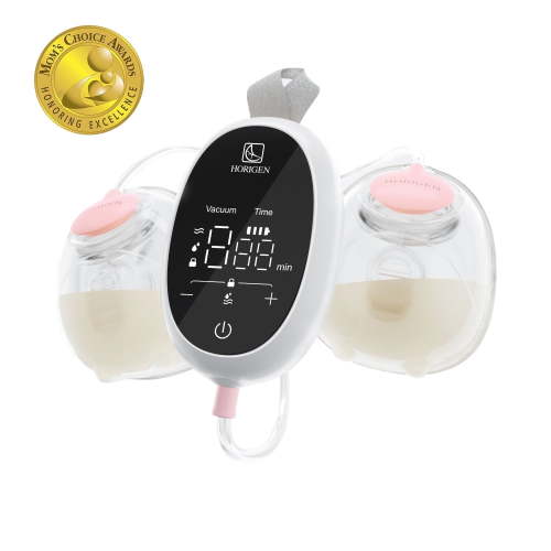 Horigen D6 Pink Electric Hands Free Breast Pump Wearable Lower Noise Breastfeeding Strong Suction 180ml/6oz