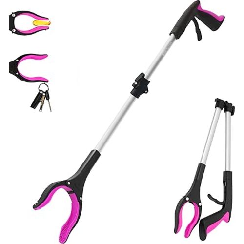 32 inch FDA Registered GrabRunner Heavy Duty(up to 10 lbs) Reacher Grabber Tool with Strong Magnetic (New Pink) 1 Pack