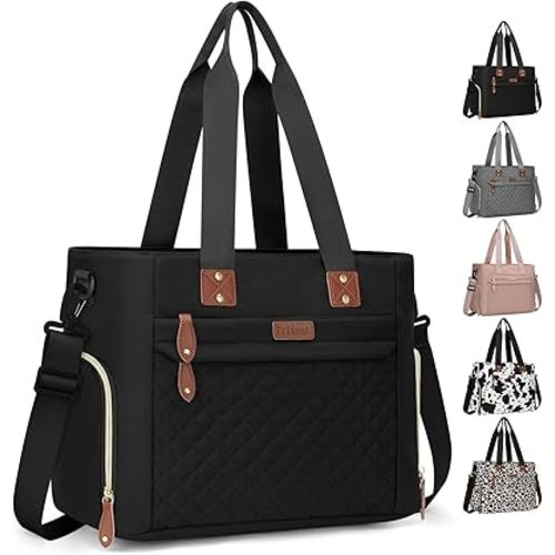 Diaper Bag Tote for Working Mom, Large Travel Diaper Tote for Mom and Dad with 15 Inch Laptop Sleeve, Mommy Maternity Travel Baby Bag for Boys and Girls, Black