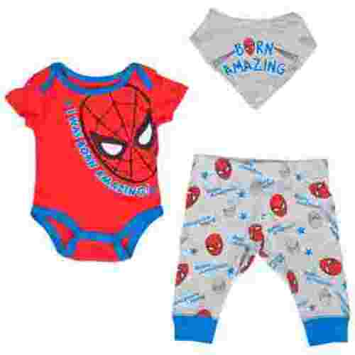 Spider-Man Spider-Man I Was Born Amazing Bodysuit Pant & Bib Set - 0-3 Months - 3 Piece