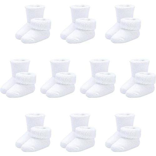 Baby Socks Newborn Terry Cotton Ankle Crew Socks 0-3 Months Girls Preemie Turn Cuff Infant Sock 10 Pairs