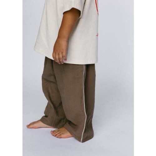 Side Stripe Gauze Pants- Vintage Brown